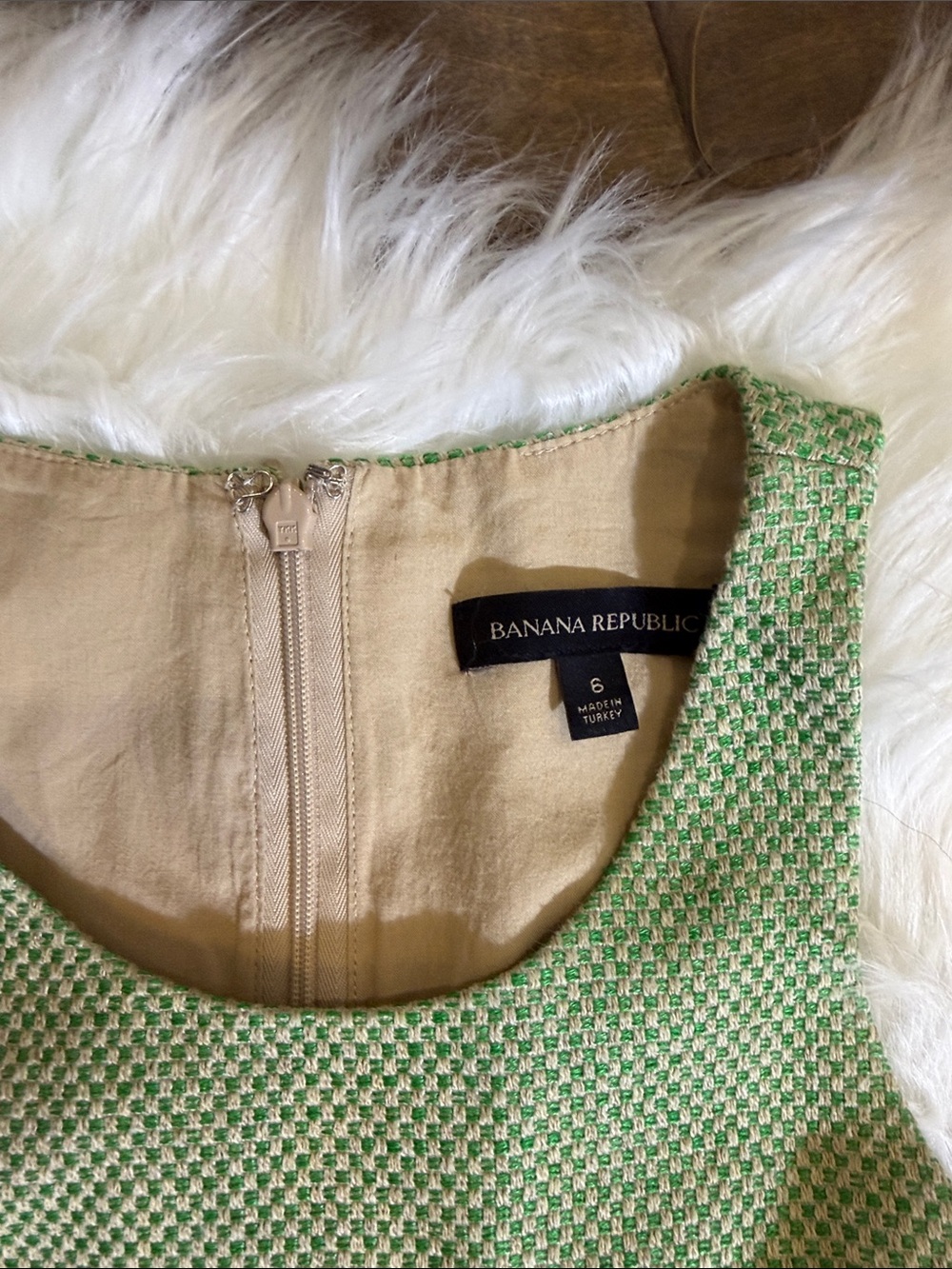 Banana Republic Olive Green Textured Fit-and-Flare Midi Dress - Picture 3 of 7